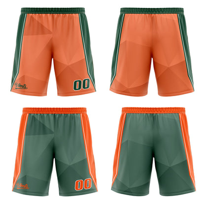 Benutzerdefinierte Orange Grün Reversible Basketball Jersey Personalisierte Drucken Name Nummer Logo