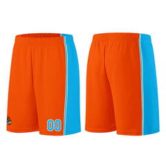 Individuelle Orange-Hellblau Basketball Jersey Shorts für Männer und Frauen Gestickter und gedruckter Name, Nummer und Logo