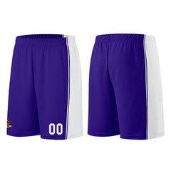 Individuelle Lila Weiß Basketball Jersey Shorts für Männer und Frauen Gestickter und gedruckter Name, Nummer und Logo
