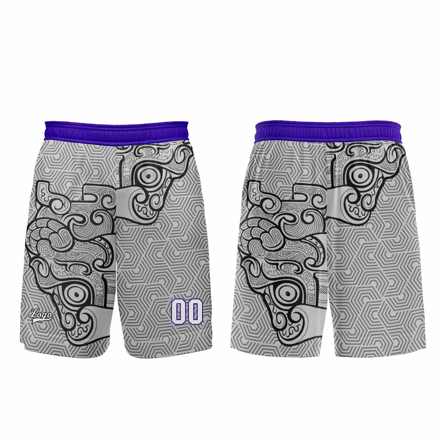 Benutzerdefinierter Grau Lila Basketball Jersey Uniform Anzug gedruckt Ihr Logo Name Nummer