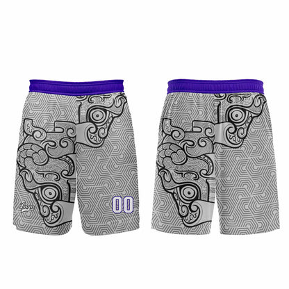 Benutzerdefinierter Grau Lila Basketball Jersey Uniform Anzug gedruckt Ihr Logo Name Nummer