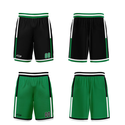 Benutzerdefinierte Schwarz Grün Reversible Basketball Jersey Personalisierte Drucken Name Nummer Logo