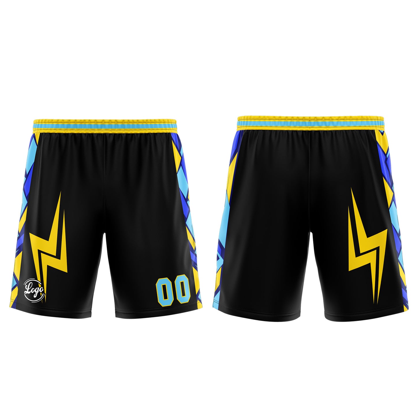 Benutzerdefinierter Schwarz Blau Gelb Basketball Jersey Uniform Anzug gedruckt Ihr Logo Name Nummer