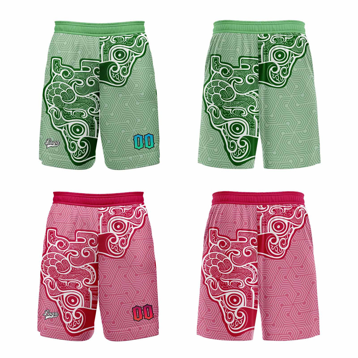 Benutzerdefinierte Grün Rosa Reversible Basketball Jersey Personalisierte Print Name Nummer Logo