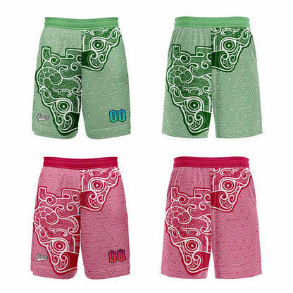 Benutzerdefinierte Grün Rosa Reversible Basketball Jersey Personalisierte Print Name Nummer Logo