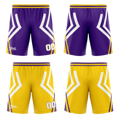 Benutzerdefinierte Lila Gelb Reversible Basketball Jersey Personalisierte Drucken Name Nummer Logo