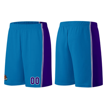Individuelle Blau-Lila Basketball Jersey Shorts für Männer und Frauen Gestickter und gedruckter Name, Nummer und Logo