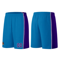 Individuelle Blau-Lila Basketball Jersey Shorts für Männer und Frauen Gestickter und gedruckter Name, Nummer und Logo