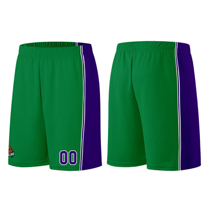 Individuelle Kelly Grün Lila Basketball Jersey Shorts für Männer und Frauen Gestickter und gedruckter Name, Nummer und Logo