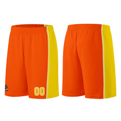 Individuelle Orange-Gelb Basketball Jersey Shorts für Männer und Frauen Gestickter und gedruckter Name, Nummer und Logo