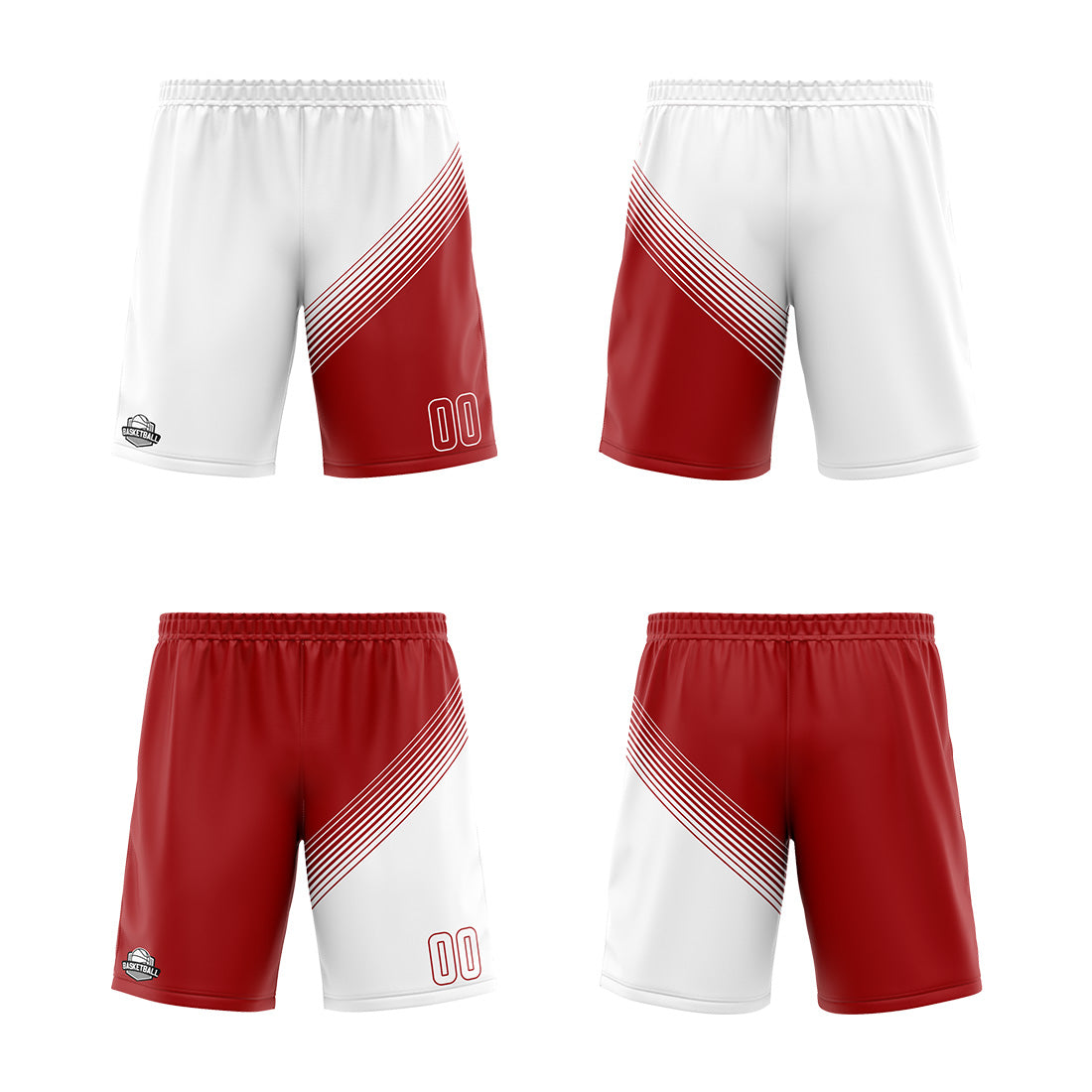 Benutzerdefinierte Weiß Rot Reversible Basketball Jersey Personalisierte Print Name Nummer Logo