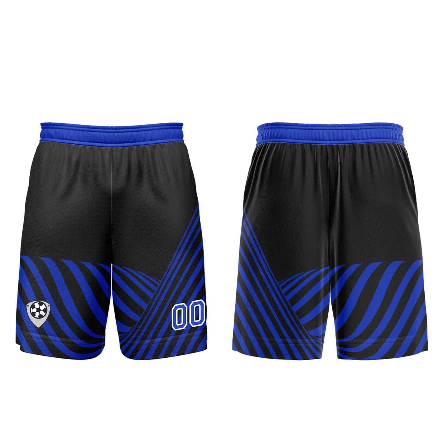Benutzerdefinierte Schwarz Blau Trikots für Männer Frauen Personalisierte Fußball Uniformen für Erwachsene und Kind
