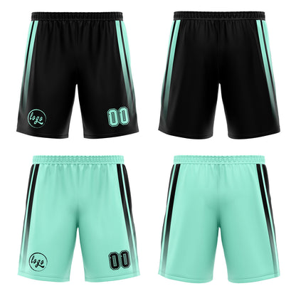 Benutzerdefinierte Schwarz Lichtgrün Reversible Basketball Jersey Personalisierte Print Name Nummer Logo