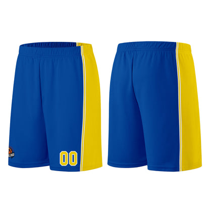 Individuelle Königlich-Gelb Basketball Jersey Shorts für Männer und Frauen Gestickter und gedruckter Name, Nummer und Logo