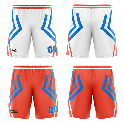 Benutzerdefinierte Weiß Orange Blau Reversible Basketball Jersey Personalisierte Drucken Name Nummer Logo