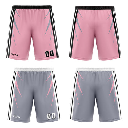 Benutzerdefinierte Rosa Grau Reversible Basketball Jersey Personalisierte Drucken Name Nummer Logo