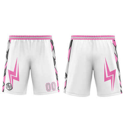 Benutzerdefinierter Weiß Grau Rosa Basketball Jersey Uniform Anzug gedruckt Ihr Logo Name Nummer