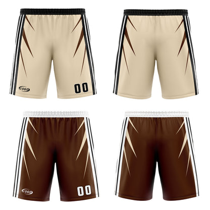Benutzerdefinierte Creme Braun Reversible Basketball Jersey Personalisierte Drucken Name Nummer Logo