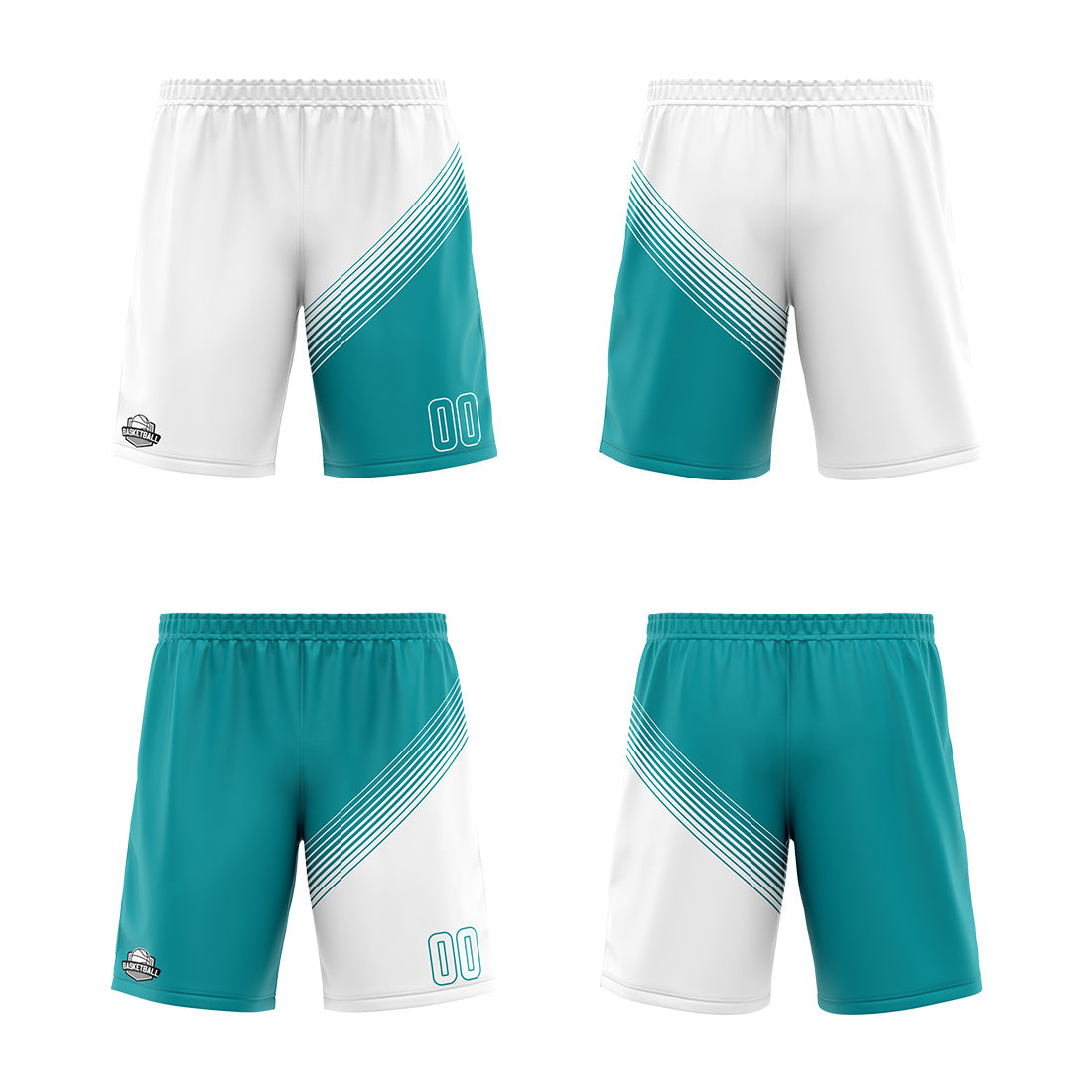 Benutzerdefinierte Weiß Cyan Reversible Basketball Jersey Personalisierte Print Name Nummer Logo