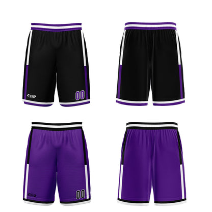 Benutzerdefinierte Schwarz Lila Reversible Basketball Jersey Personalisierte Drucken Name Nummer Logo