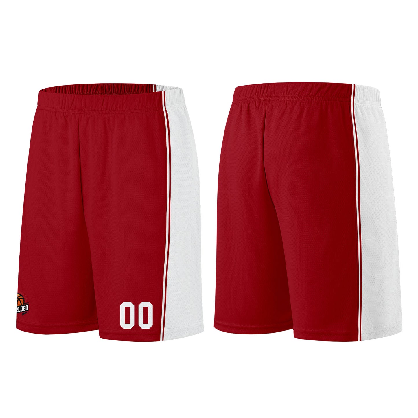 Individuelle Burgund Weiß Basketball Jersey Shorts für Männer und Frauen Gestickter und gedruckter Name, Nummer und Logo