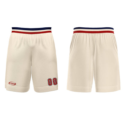 Benutzerdefinierter Beige Rot Blau Basketball Jersey Uniform Anzug gedruckt Ihr Logo Name Nummer