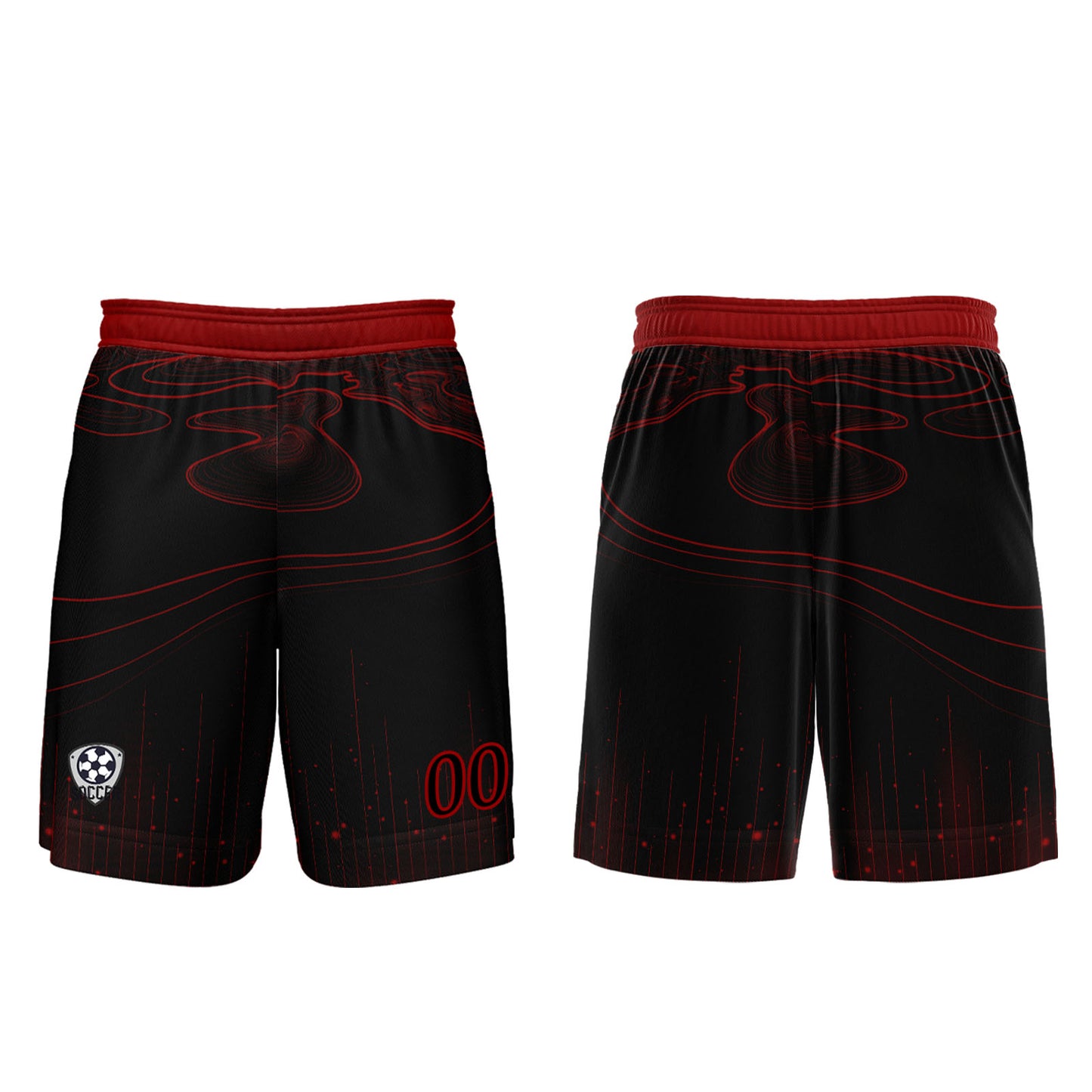 Benutzerdefinierte Schwarz Rot Trikots für Männer Frauen Personalisierte Fußball Uniformen für Erwachsene und Kind