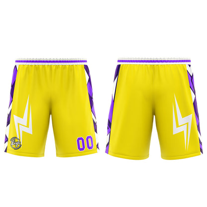 Benutzerdefinierter Gelb Lila Basketball Jersey Uniform Anzug gedruckt Ihr Logo Name Nummer