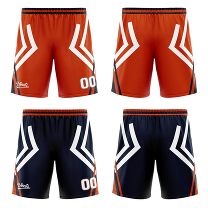 Benutzerdefinierte Orange Marine Reversible Basketball Jersey Personalisierte Drucken Name Nummer Logo