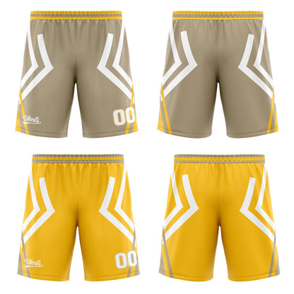 Benutzerdefinierte Grau Gelb Reversible Basketball Jersey Personalisierte Drucken Name Nummer Logo