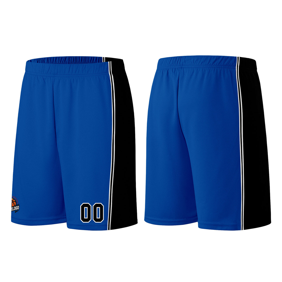 Individuelle Königs-Schwarz Basketball Jersey Shorts für Männer und Frauen Gestickter und gedruckter Name, Nummer und Logo