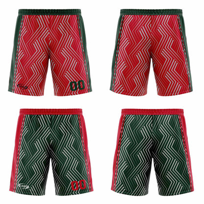 Benutzerdefinierte Rot Grün Reversible Basketball Jersey Personalisierte Drucken Name Nummer Logo