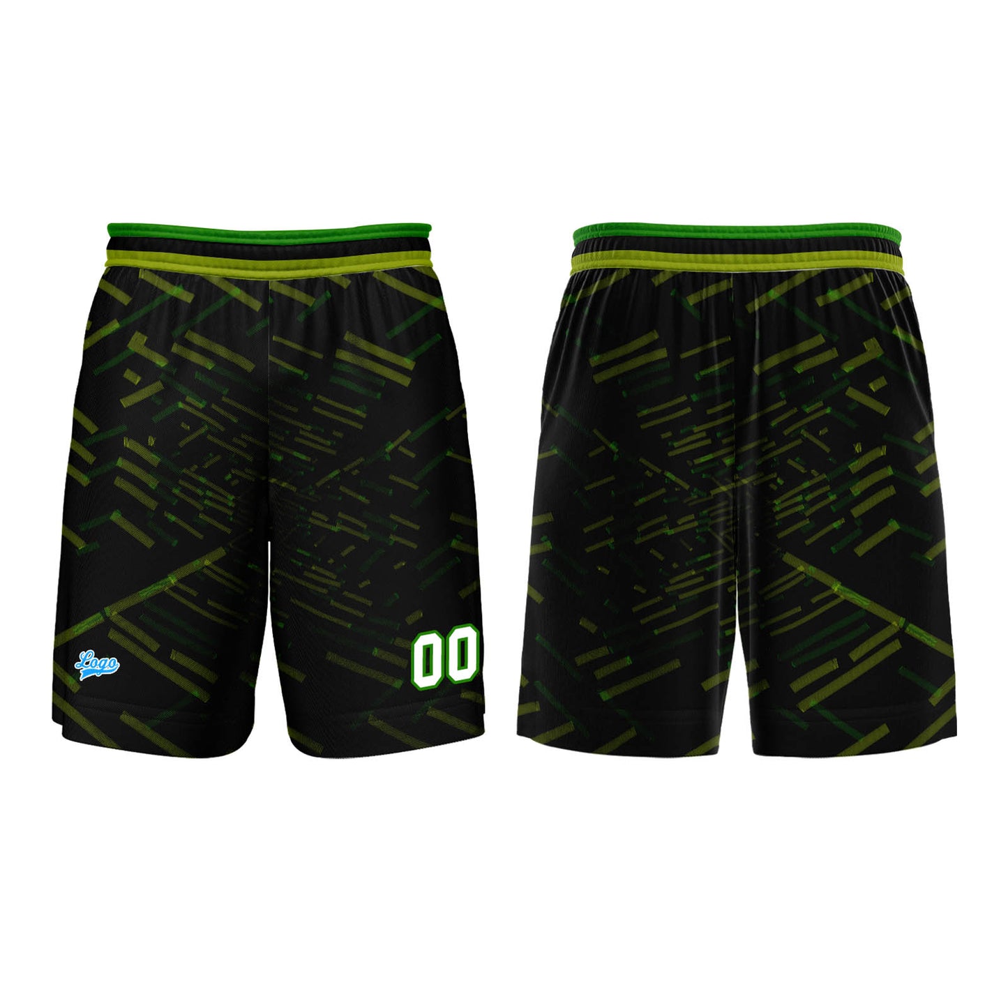 Benutzerdefinierter Schwarz Grün Basketball Jersey Uniform Anzug gedruckt Ihr Logo Name Nummer