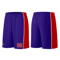 Individuelle Lila Rot Basketball Jersey Shorts für Männer und Frauen Gestickter und gedruckter Name, Nummer und Logo