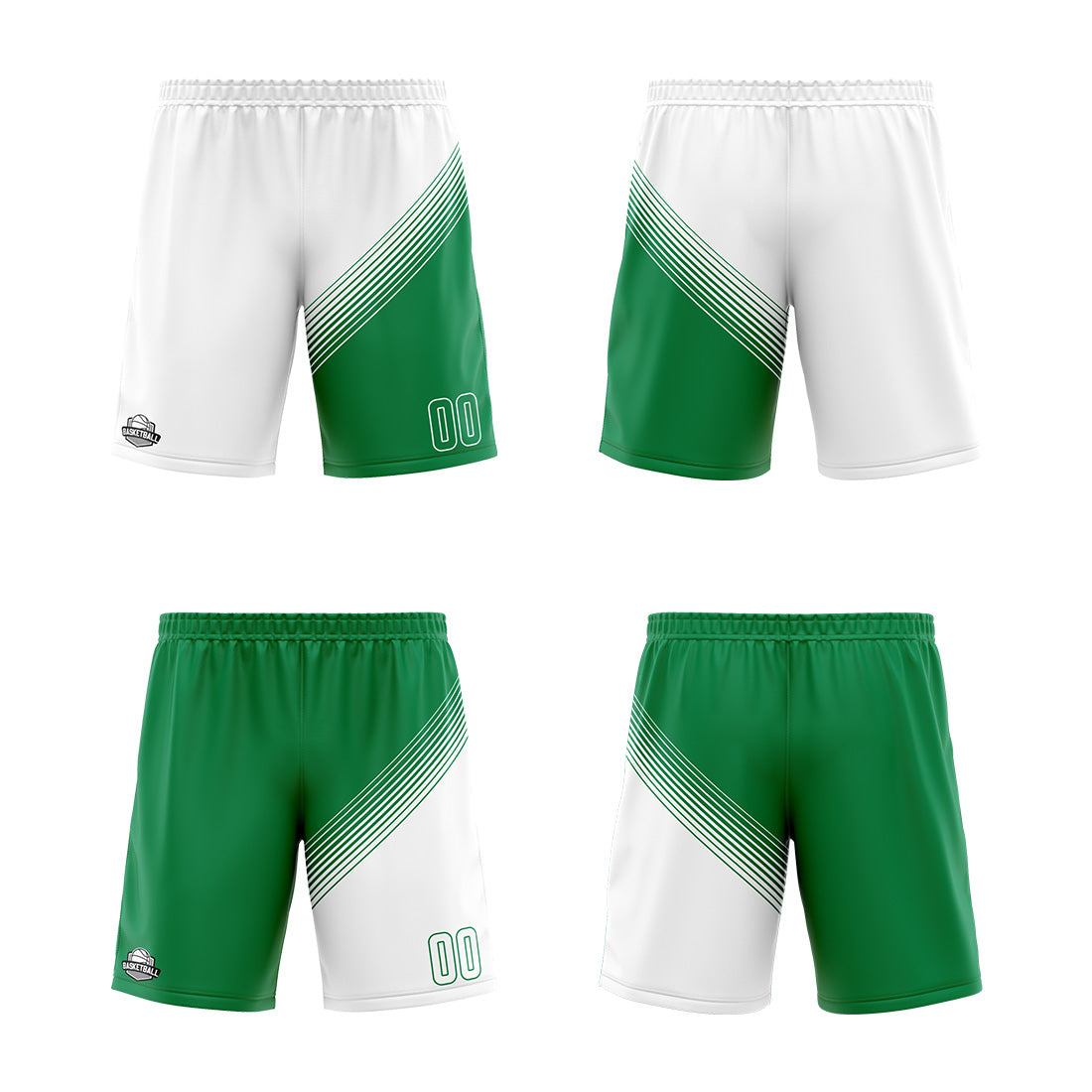 Benutzerdefinierte Weiß Grün Reversible Basketball Jersey Personalisierte Print Name Nummer Logo