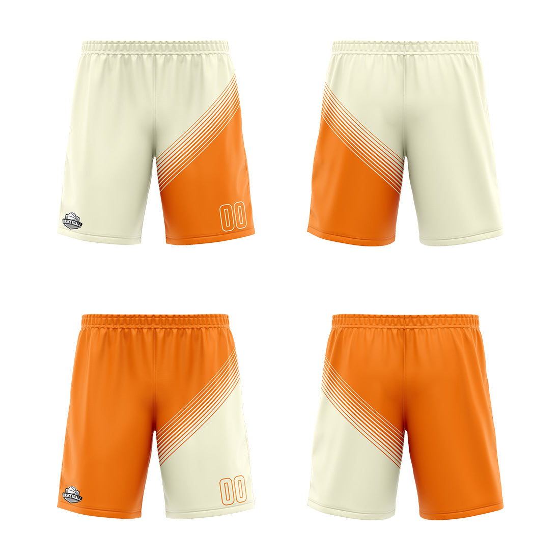 Benutzerdefinierte Creme Orange Reversible Basketball Jersey Personalisierte Print Name Nummer Logo