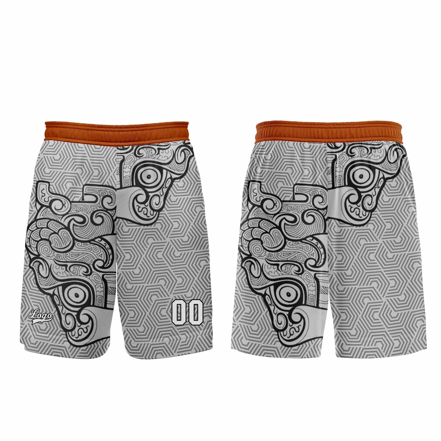 Benutzerdefinierter Grau Orange Basketball Jersey Uniform Anzug gedruckt Ihr Logo Name Nummer