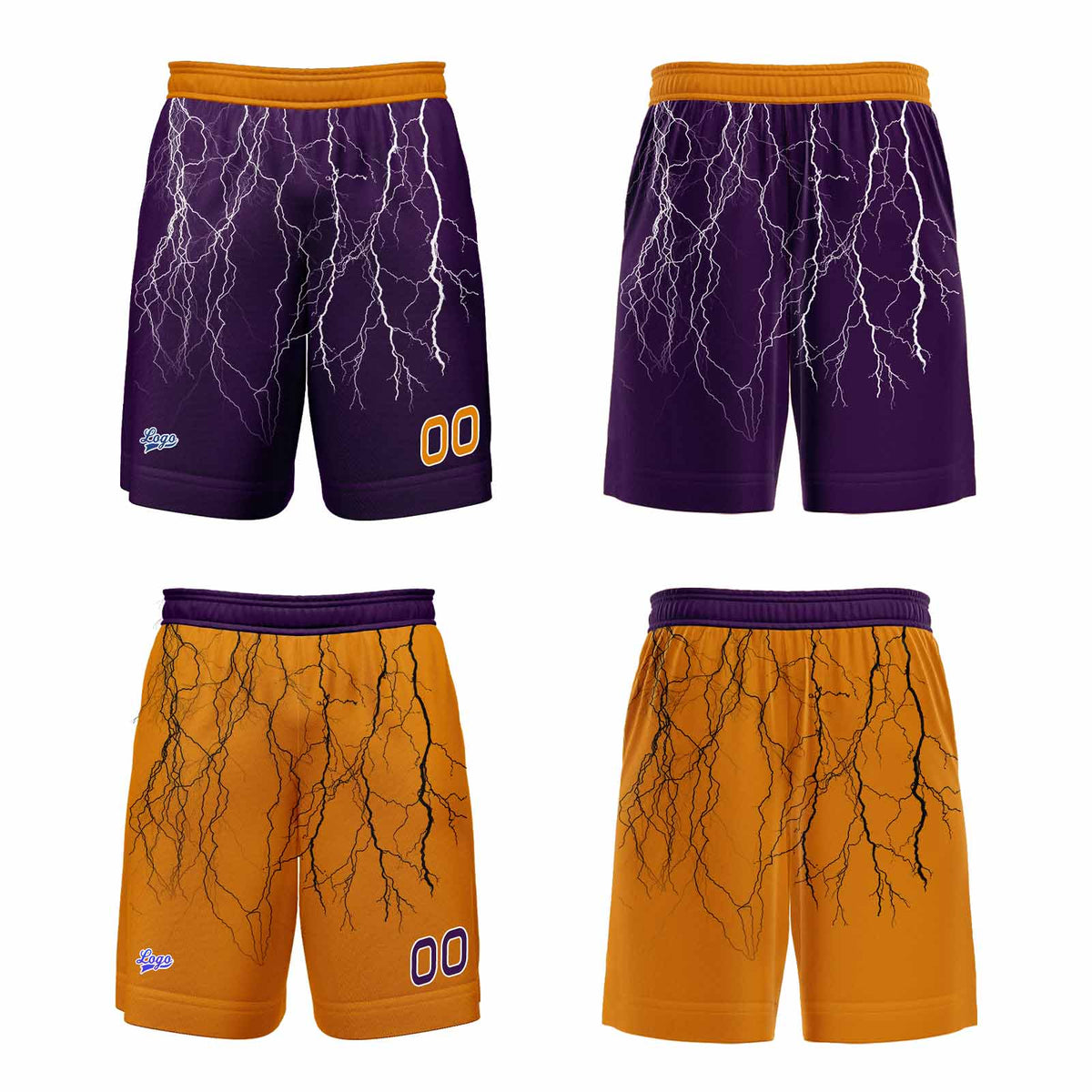 Benutzerdefinierte Lila Orange Reversible Basketball Jersey Personalisierte Print Name Nummer Logo