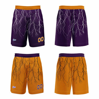 Benutzerdefinierte Lila Orange Reversible Basketball Jersey Personalisierte Print Name Nummer Logo
