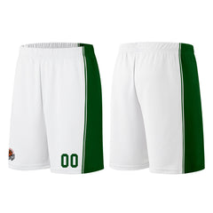 Individuelle Weiß-Grün Basketball Jersey Shorts für Männer und Frauen Gestickter und gedruckter Name, Nummer und Logo