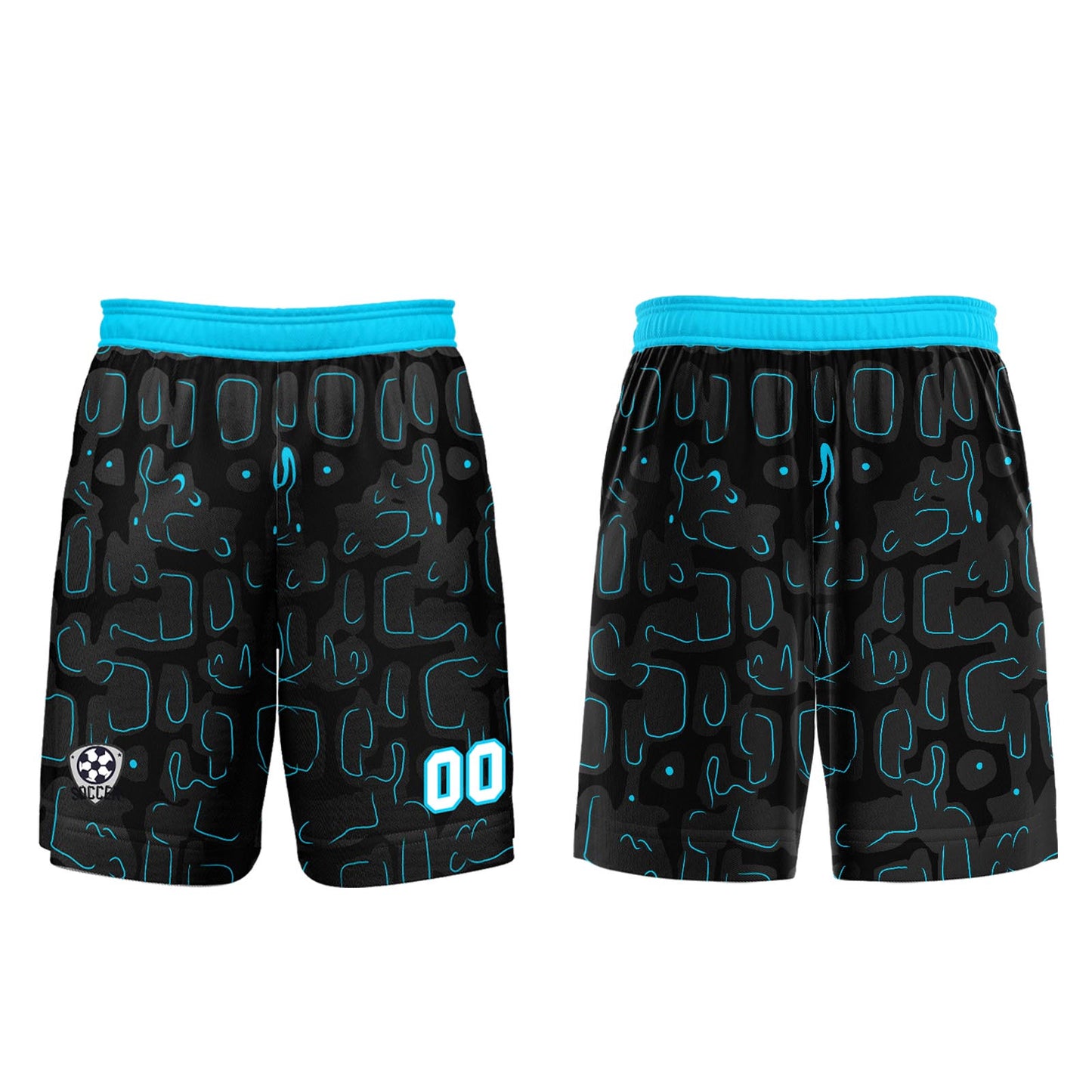 Benutzerdefinierte Schwarz Blau Cyan Fußball Trikots für Männer Frauen Personalisierte Fußball Uniformen für Erwachsene und Kind
