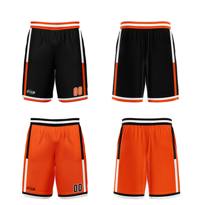 Benutzerdefinierte Schwarz Orange Reversible Basketball Jersey Personalisierte Drucken Name Nummer Logo