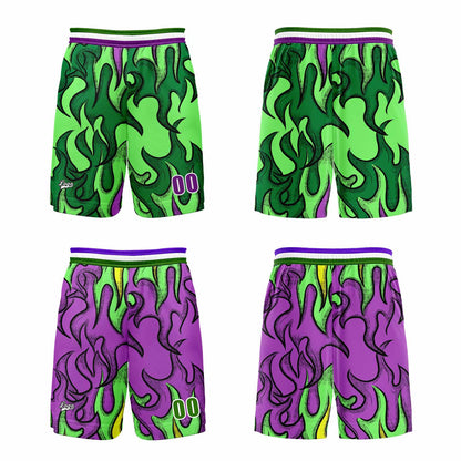 Benutzerdefinierte Grün Lila Reversible Basketball Jersey Personalisierte Print Name Nummer Logo
