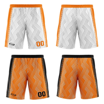 Benutzerdefinierte Weiß Orange Reversible Basketball Jersey Personalisierte Drucken Name Nummer Logo
