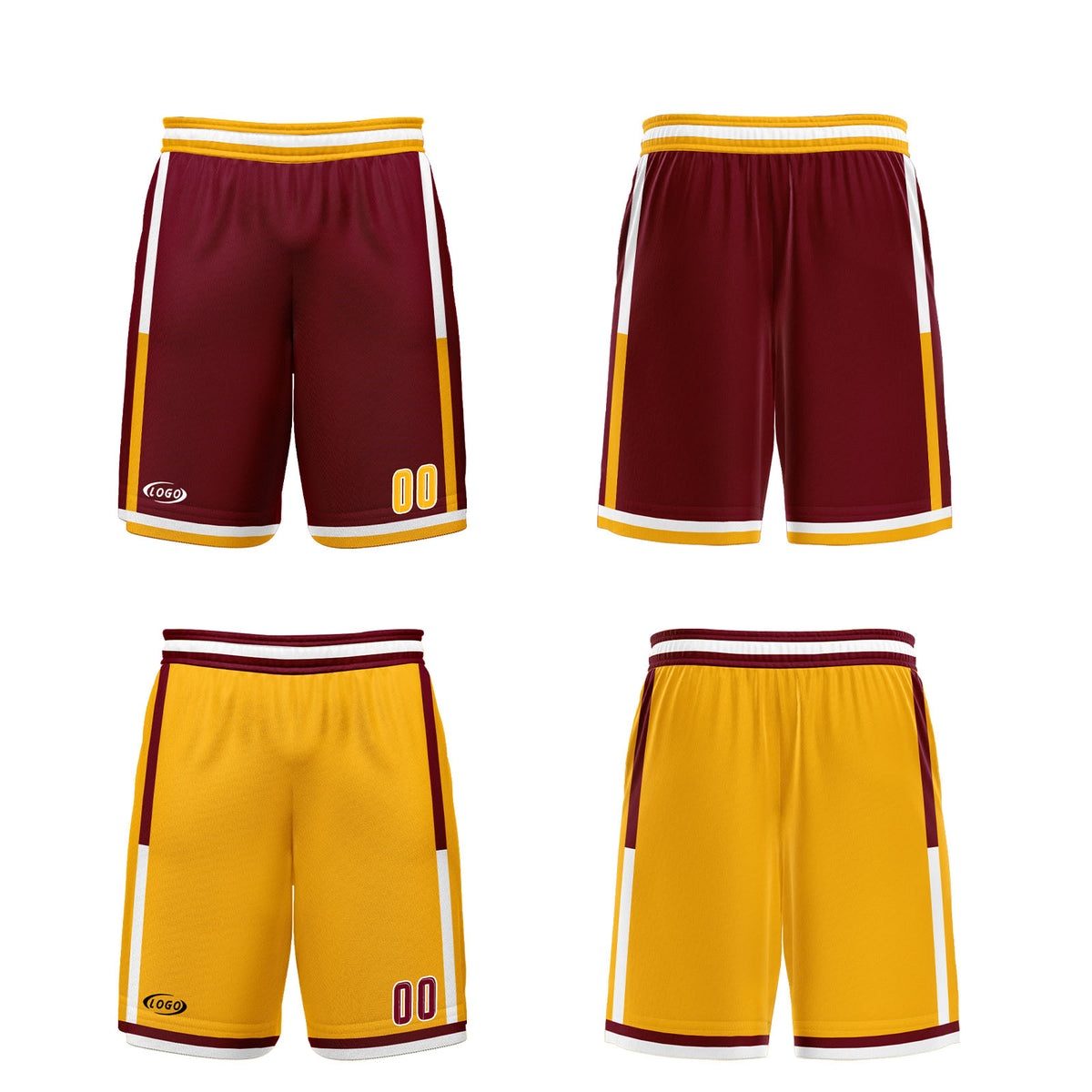 Benutzerdefinierte Rot Gelb Reversible Basketball Jersey Personalisierte Drucken Name Nummer Logo