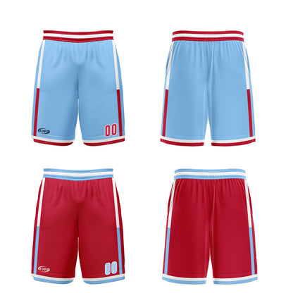 Benutzerdefinierte Hellblau Rot Reversible Basketball Jersey Personalisierte Drucken Name Nummer Logo