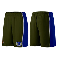Individuelle Armeegrün-Königlich Basketball Jersey Shorts für Männer und Frauen Gestickter und gedruckter Name, Nummer und Logo
