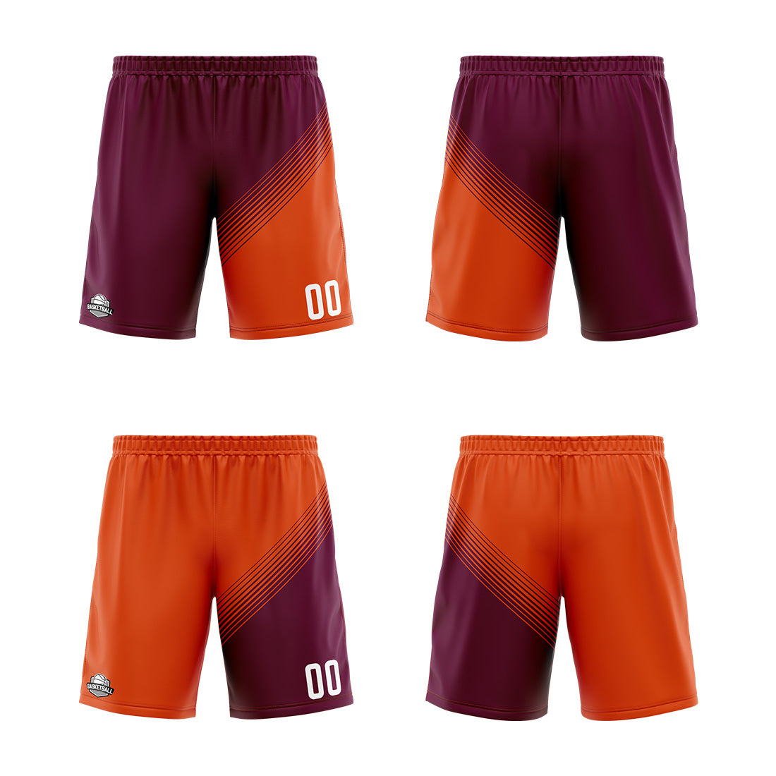Benutzerdefinierte Lila Orange Reversible Basketball Jersey Personalisierte Print Name Nummer Logo
