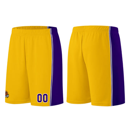 Individuelle Gelb Lila Basketball Jersey Shorts für Männer und Frauen Gestickter und gedruckter Name, Nummer und Logo