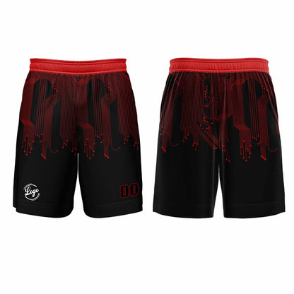 Kundenspezifisches Schwarz Rot Basketball Fußball Schießen langes T-Shirt für Erwachsene und Kinder